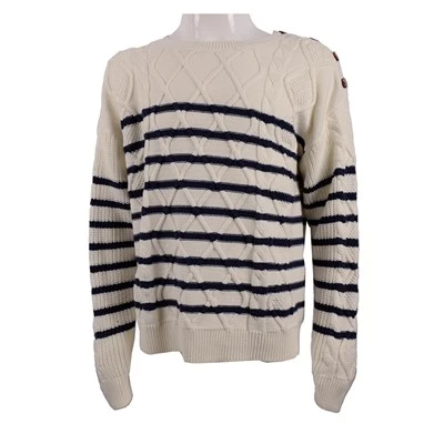 Hombres Jersey de rayas con cuello redondo y manga larga