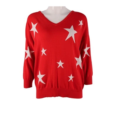 Jersey rojo de mujer con estampado de estrellas